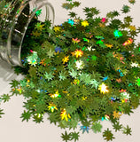 Spring Green Hemp Leaf Glitter Shapes / 5mm Holographic Cannabis / Pot Leaf / Rave / Marijuana Weed / Ganja Sequins