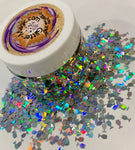 SILVER HOLO Wine Glass Glitter Shapes / 5mm Holographic  / 1/2 ounce Jar / Chalice Goblet / Nail Art