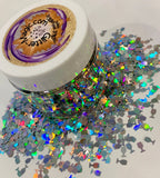 SILVER HOLO Wine Glass Glitter Shapes / 5mm Holographic  / 1/2 ounce Jar / Chalice Goblet / Nail Art