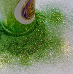 Lime Green Fine Glitter / 2.25 oz Bottle / Grinch Ornaments / Glitter Tumbler / Glows Under UV Black Light
