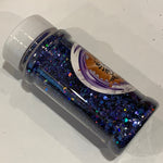 PHANTOM Purple/Blue Chunky HOLO Flash Glitter Mix/ 2 oz. Bottle / Holographic Nail Art / Solvent Resistant / Opaque / Tumblers