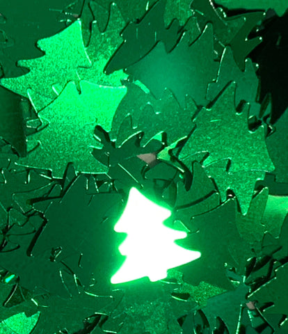 Green Tree 8mm Glitter Shapes / 1/2 oz. Pouch or 3/4 oz Jar / Lush Full Christmas Pine