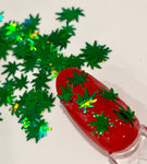 FOREST GREEN GANJA Leaf Holographic Glitter Shapes / 5mm Sequins / Hemp Cannabis Pot Leaf / Rave Party/ Marijuana Weed Glitter