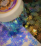Blue Flash Snowflakes 8mm Iridescent Glitter Shapes / 1/3 oz. Jar / Storyboard Tumblers/ Winter Crafts / Scrapbooking / Snow Globes / Coasterss