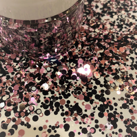 POODLE SKIRT Dots Glitter Mix/ 1 oz / Pink, Black and White Dots