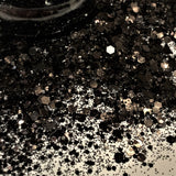 BLACK STRAPLESS Chunky to Fine Glitter Mix / 2 oz Shaker Bottle / High Flash Black