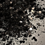 BLACK STRAPLESS Chunky to Fine Glitter Mix / 2 oz Shaker Bottle / High Flash Black