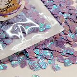 LAVENDER SEA SHELL Glitter Shapes / Purple Iridescent / 7x5mm / Ocean Beach Crafts Designs / Snow Globe Storyboard Tumblers
